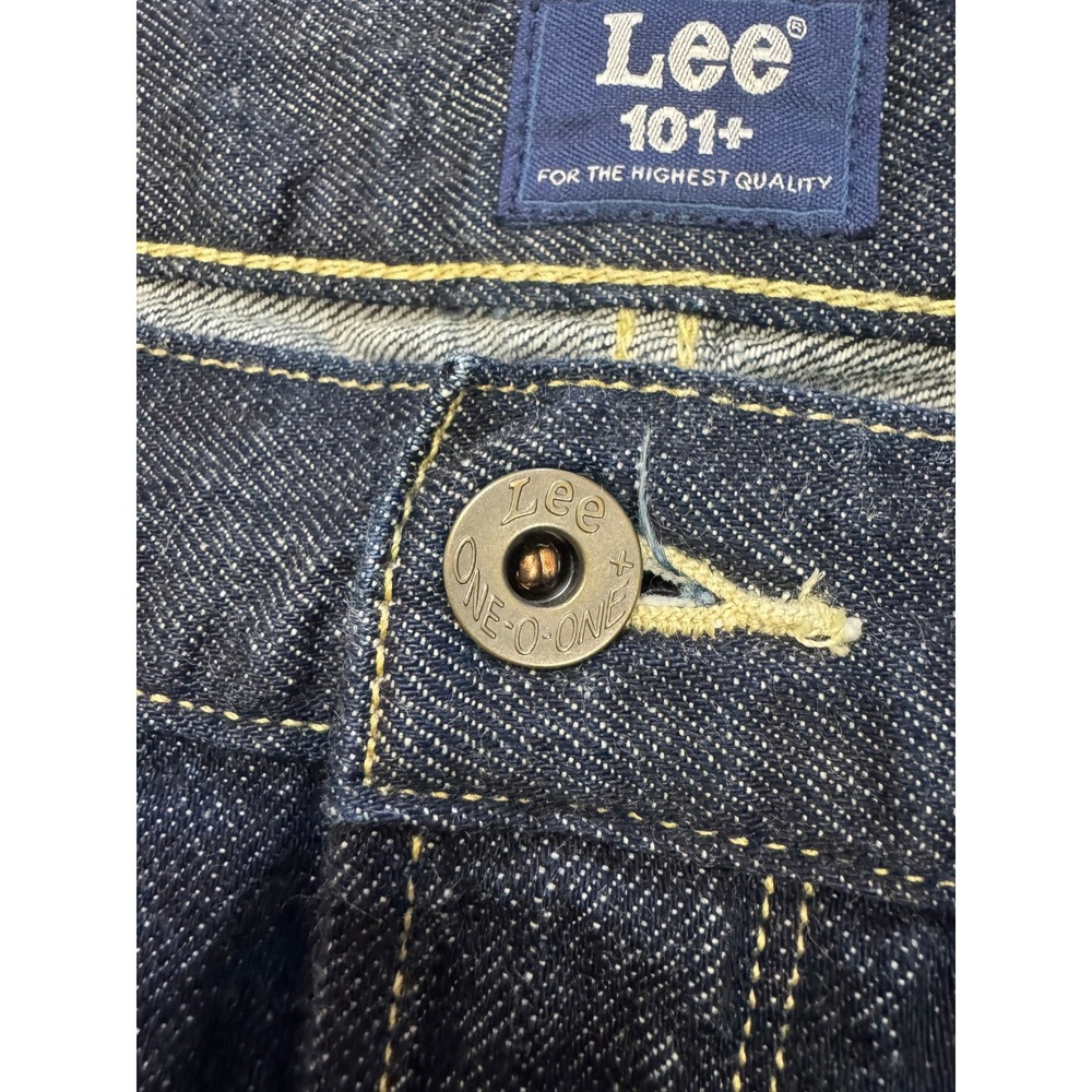 Lee 101+ Selvedge Jeans Mens 32 Dark Blue Indigo Excellent Premium Denim Pants - Picture 16 of 16